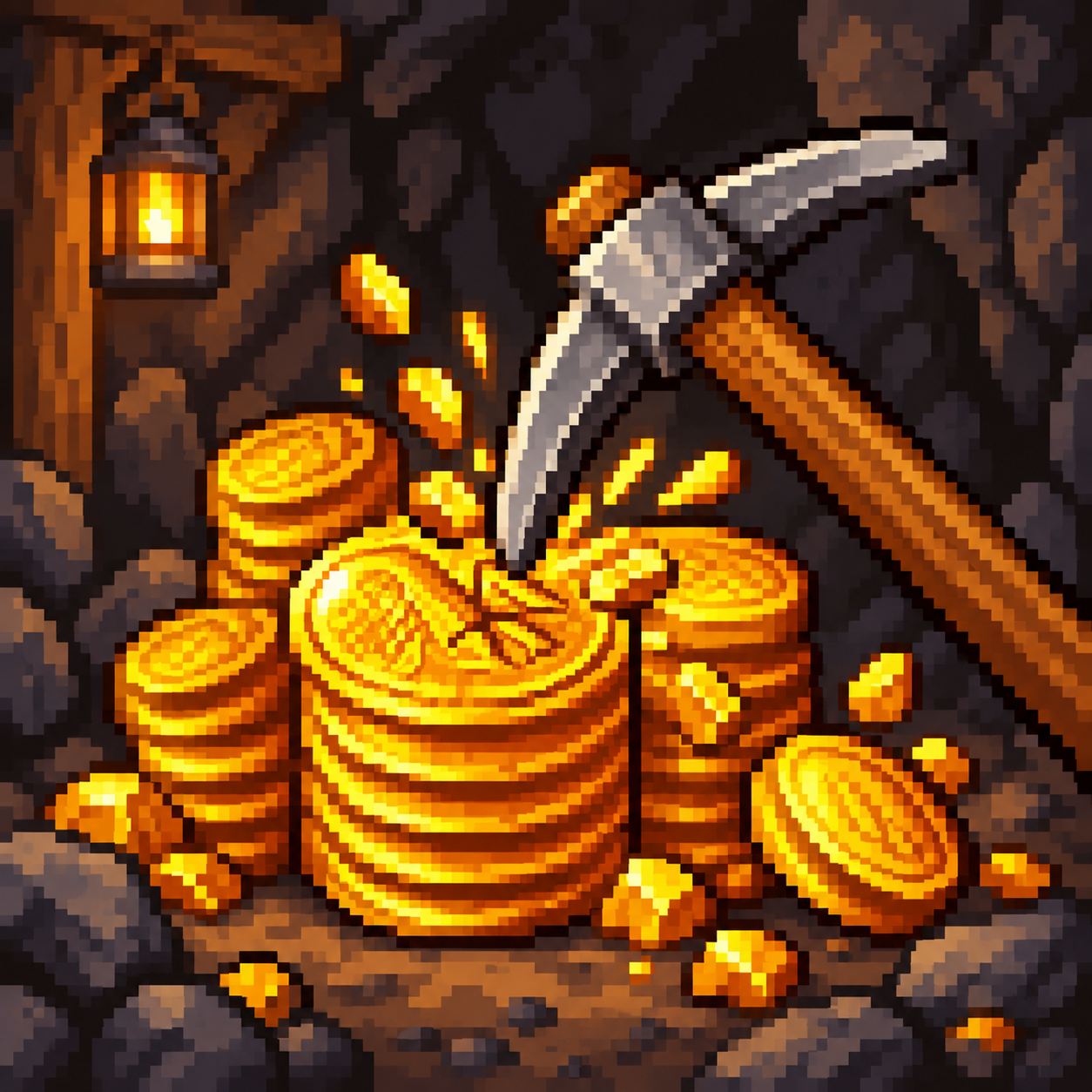 GrokGold pixel-art gold mine
